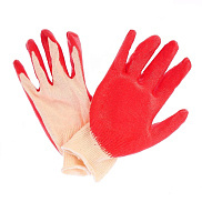 Перчатки nрикотажные с натуральным латексным обливом 13 класс 7 размер 36 г красные