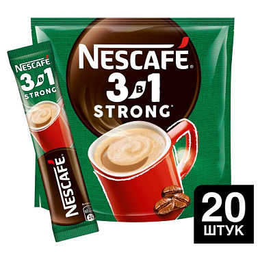 Кофе 3в1 Nescafe 20 пакетиков по 14,5г Крепкий