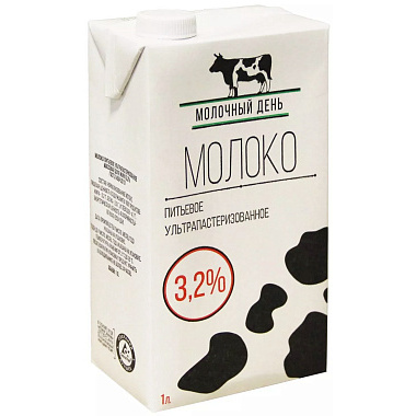 Молоко БЗМЖ 3,2% 1л Молочный День