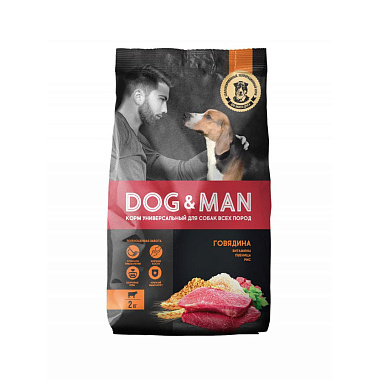 Корм для собак Dog&Man 2кг с говядиной